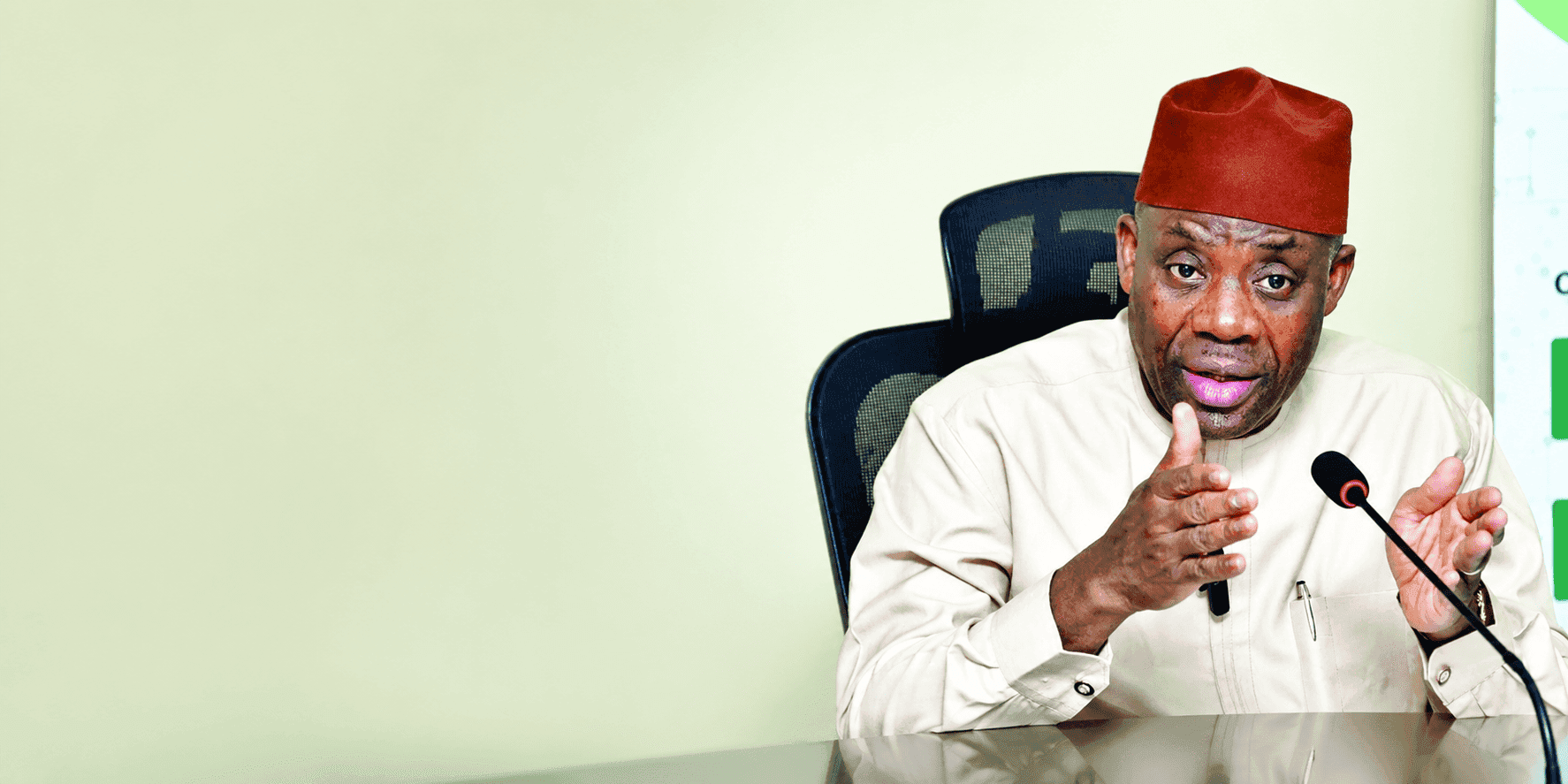 Dr Tunji Alausa, Honourable Minister of Education, speaking at a briefing